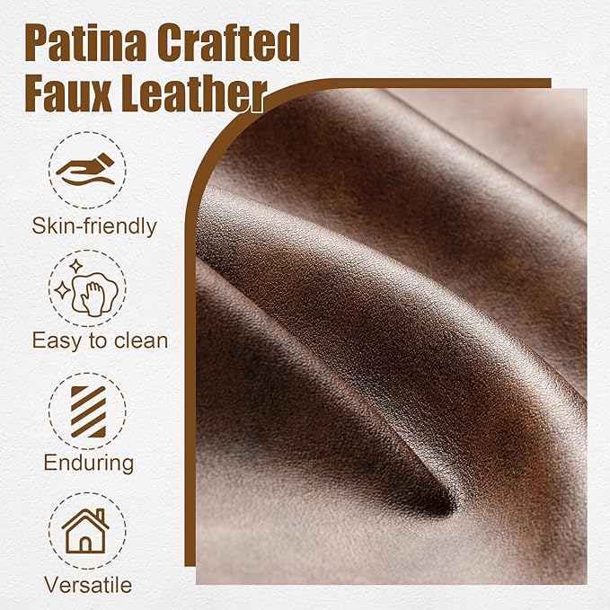 PrimeZone Mid-Century Modern Accent Chair Set of 2 - Comfy Faux Leather Living Room Chair Lounge Armchair with Extra Soft Padded &amp Cushion Ergonomic Accent Chair for Bedroom Office Brown