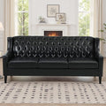 GDFStudio 78.75 3-Seater Sofa Button Tufted Backrest Big Comfy Couch with Plush Cushions Mid Century Modern Couches Home Living Room Sofa Upholstered Sofas &amp Couches for Apartment Bedroom Bla