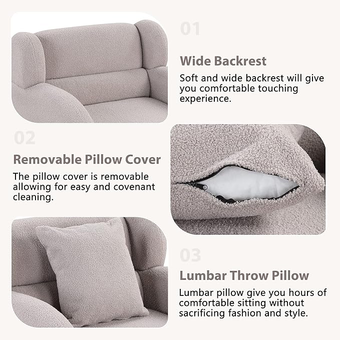 Generic Swivel Accent Chair with Ottoman Short Plush Particle Velvet Armchair360 Degree Swivel Barrel Chair with Footstool for Living Room Hotel Bedroom Office LoungeGrey