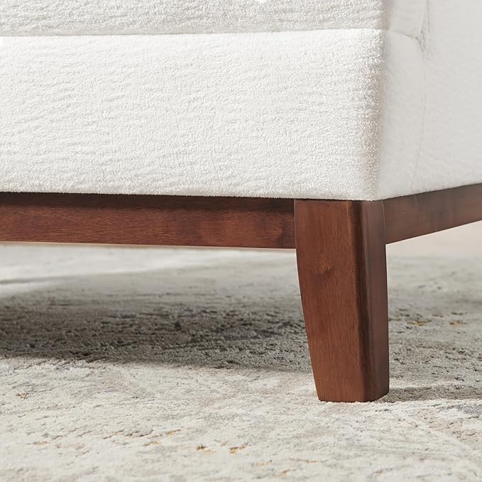 VANOMi Comfy Accent Chair Terry Oversized Lounge Chair with Cushion Mid-Century Modern Living Room Chairs Comfy Chair for Bedroom Apartment White