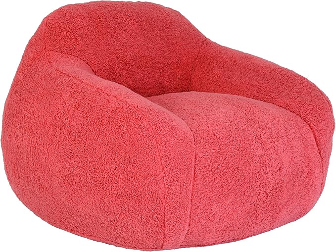 39 Single Armchair Sofa - Comfy Memory Foam &amp Soft Faux Fur | Modern Minimalist Design with Ergonomic Armrest for Living Room TV WatchingReadingRose Red