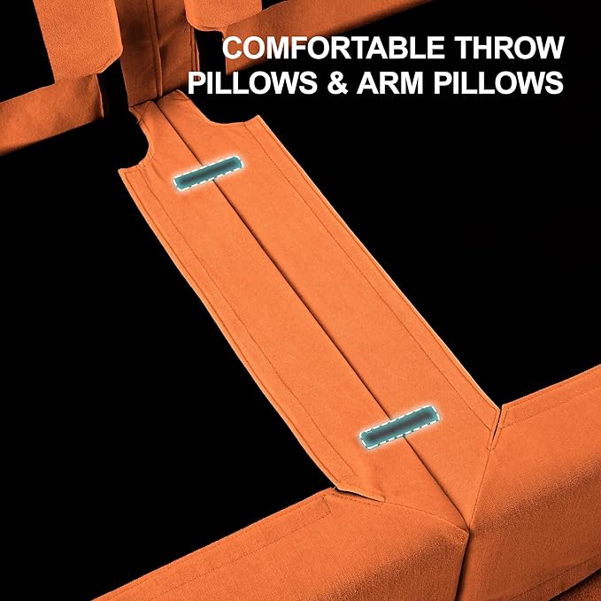 156.6 Inch 4-Seater Oversized Sectional Sofa - Wide Deep Seat Removable Washable Chenille Fabric for Living RoomOrange