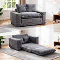 58 Pull Out Sofa Bed Convertible 2 in 1 Folding Loveseat Sofa Couch Corduroy Boneless Floor Sleeper Mattress Futon Deep Seat Wide Arm for Apartment Bedroom Living Room No Assembly 58-Grey