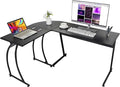 Modern L-Shaped Home Office Desk with Round Corner Computer Desk Gaming Writing PC Laptop Workstation with Solid Steel Frame Desktop (Black)