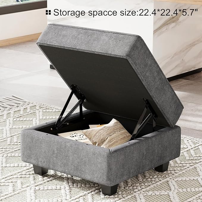 Belffin Terry Fabric Modular Sectional Sofa Middle Seat Module Couch Side Sectional Free Configuration Middle Part Dark Grey