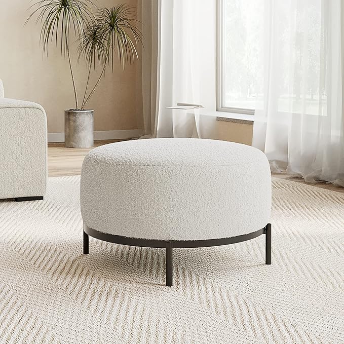 Acanva Modern Accent Chair with Wool-Like Fabric Metal Legs Reading Leisure Single Sofa for Living Room Bedroom Waiting Room Ottoman