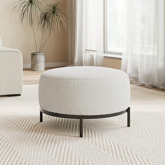 Acanva Modern Accent Chair with Wool-Like Fabric Metal Legs Reading Leisure Single Sofa for Living Room Bedroom Waiting Room Ottoman