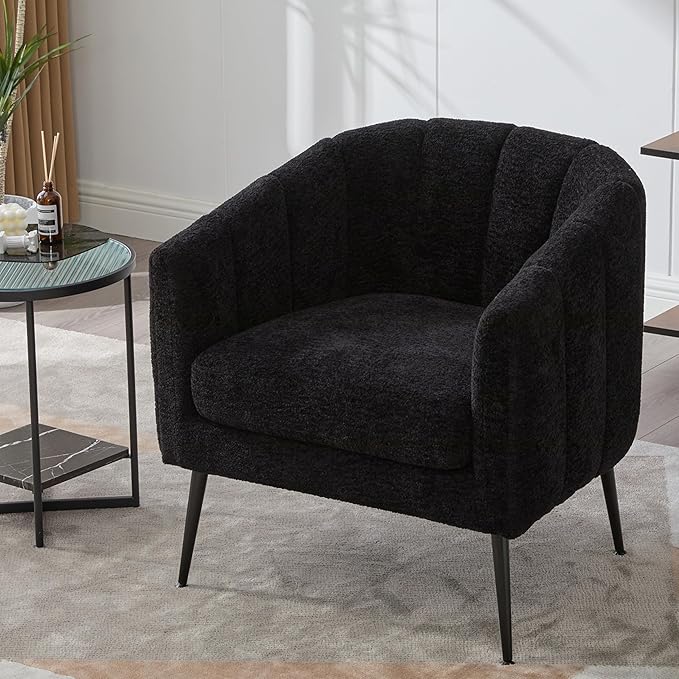 50.78 Small Sofa Couch for Small SpacesModern Corduroy Loveseat CouchesOval 2 Seater Sofas with Solid Wood Legs for ApartmentDormStudioBedroomRV. (Chenille Black Armchair)