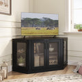 Panana Corner TV Stand - 47 Inch Media Console with 4 Doors and Shelves Living Room Storage Entertainment Center for TVs up to 51 Inch (Black)