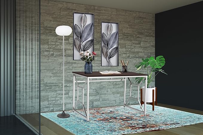 Office Workspace Desk MDF/Chrome in Brown