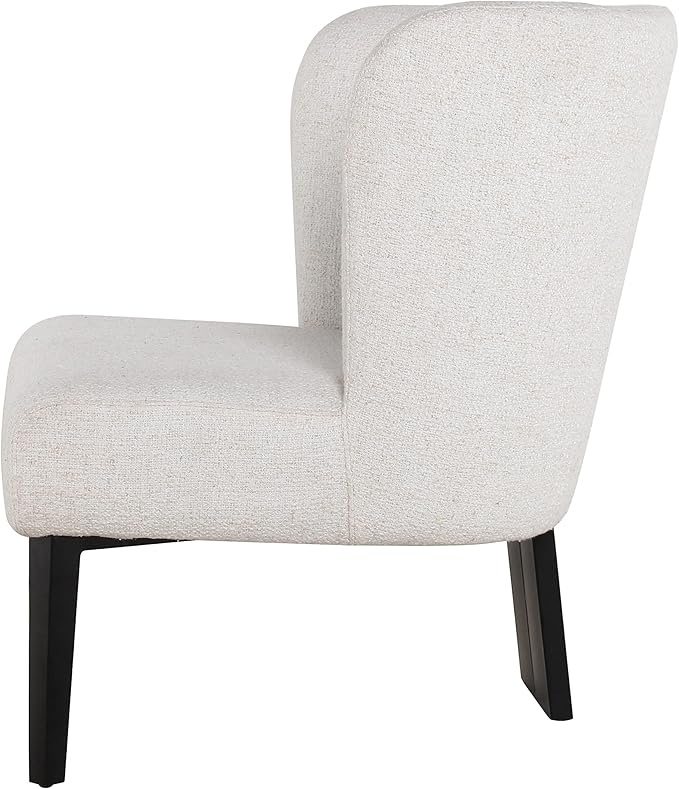 Limari Home Leonce Collection Modern Style Living Room Fabric Upholstered Accent Chair with 3 Powder Coated Metal Legs White Black