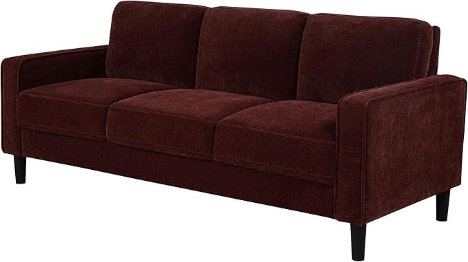 Coaster Home Furnishings - Ruth - Fabric - Upholstered Sofa with Slim Track Arms Attached Cushions Angled Legs - Transitional Style - Living Room - 77-Inch - Rust - 511211