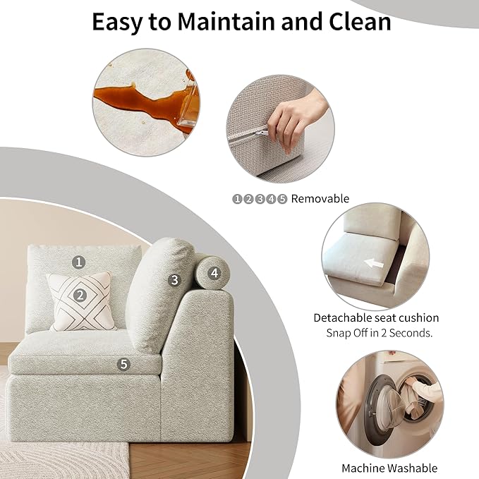 Cloud Couch Loveseat 79 Boneless Deep Seat Sofa with Ottoman 2-Seater Modular Ergonomic Couch for Living Room Memory Foam Comfy Sofa No Assembly Required (Beige1 Ottoman)