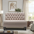 Andeworld Modern Loveseat Settee Button Tufted Sofa Couch Upholstered Banquette Dining Bench High Back Living Room FunitureKhaki