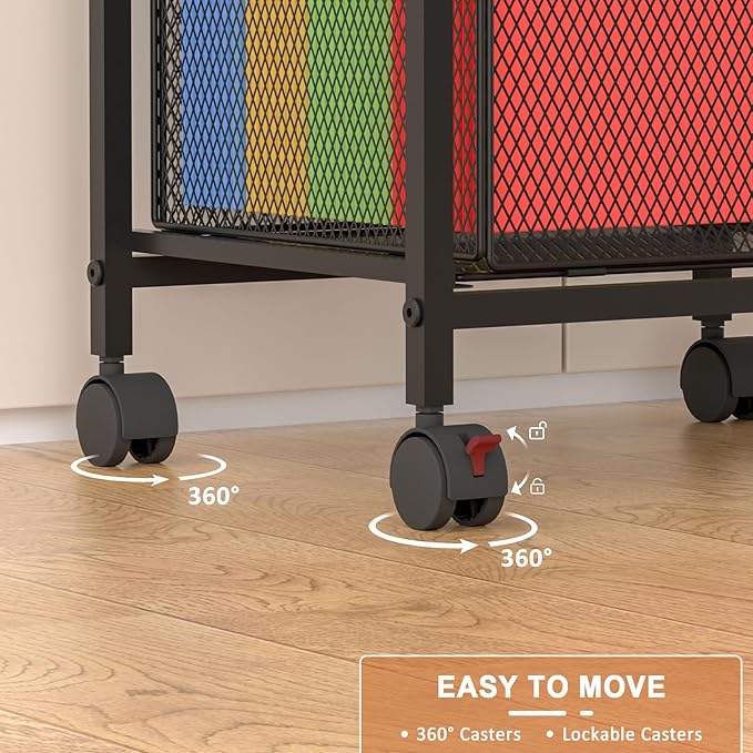 Rolling File Cabinet with Adjustable Dividers Mobile Filing Cabinet with 2 Storage Drawers on Lockable Wheels Hanging File Organizer Beside Under Desk for Office Home（Patent Pending）