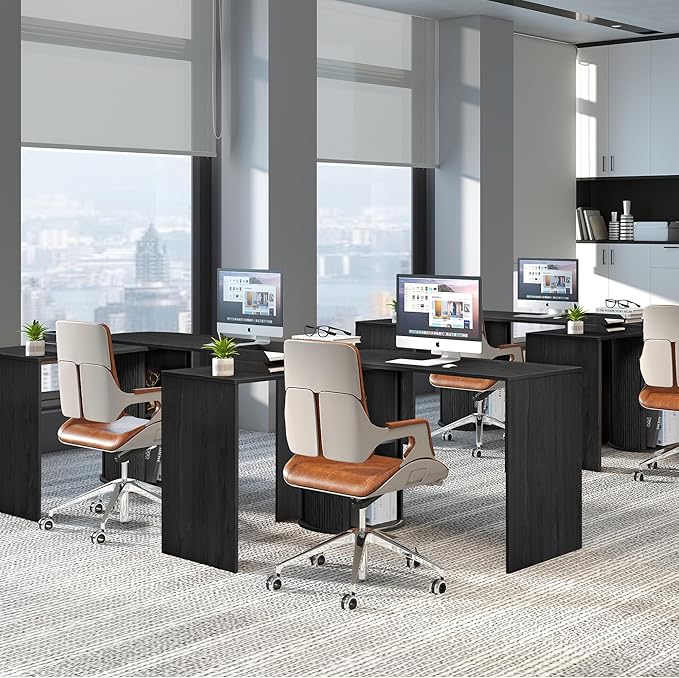 Home Office Desk L Shaped 51-Inch Small Space Modern Office Computer PC Desk with Storage File Cabinet and Reversible Tabletop Corner Work Table for ExecutiveStudyWriting - Black