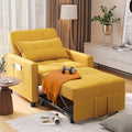 Aiho Convertible Sleeper Sofa Chair Bed 3-in-1 Adjustable with Pillow &amp Pocket - Multi-Functional in Modern Linen Fabric for Apartment Yellow