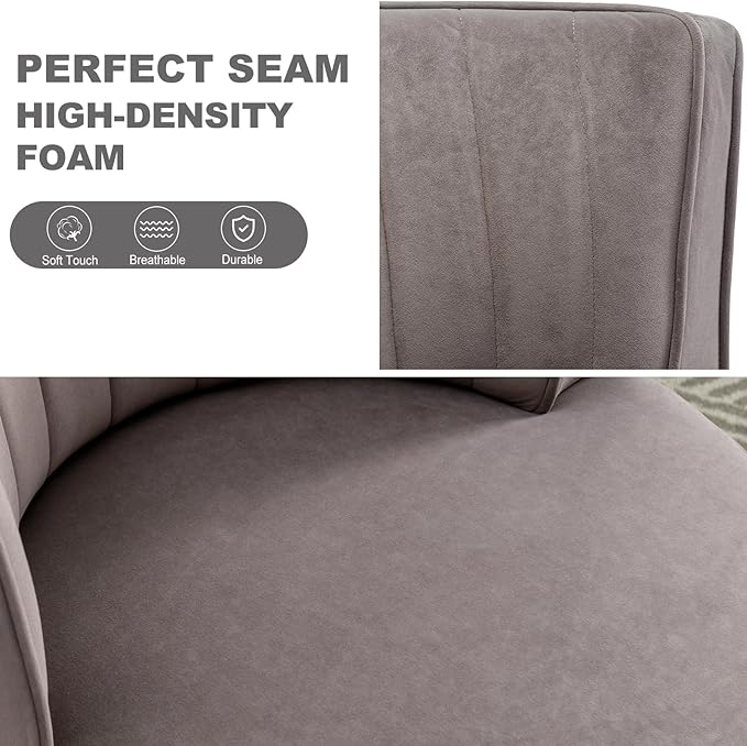 Luxyhome Swivel Barrel ChairMid Century Modern Accent ChairFluffy Velvet Upholstered Comfy ArmchairRound Sherpa Chair with Gold Base for NurseryLiving RoomBedroomOfficeWaiting Room Grey