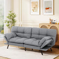 MUUEGM Futon Sofa Bed 71 Convertible Memory Foam Sofa Couch with Adjustable Backrest &amp Armrests Modern Upholstered Sleeper Couch for Small Spaces Living Room &amp Apartment Linen Fabric Lih
