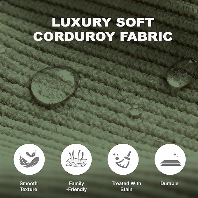 79'' Folding Sofa Bed 5-in-1 Convertible Sofa Bed BonelessComfy Foldable Foam Couch with Pillow Modular Floor Couch for Living RoomBedroomLounge - Corduroy OliveGreen