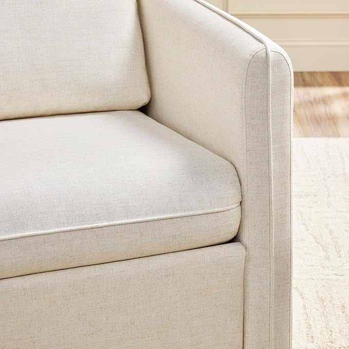 Walker Edison Nash Modern Farmhouse Linen Swivel Accent Chair Cream