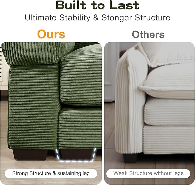 54.3 Oversized Cloud Accent Chair with Ottoman Modern Plush Corduroy Upholstered Extra-Thick Armrests &amp Overstuffed Cushion &amp 3 Pillows Comfy Chaise Lounge for Living Room Bedroom Apartment