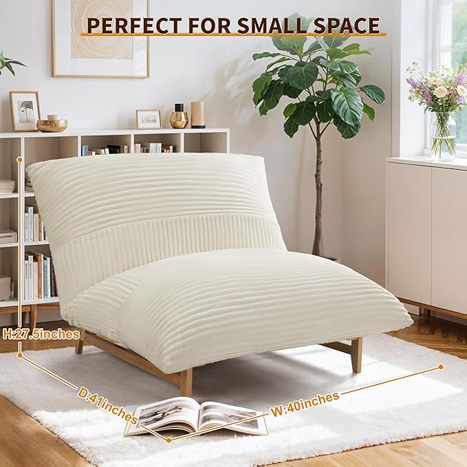 Oversized Comfy Cloud-Like Accent Chair Extra-deep Seat Bean Bag Chairs Convertible Stuffed Bean Bag Cushion with Removable Washable Cover Beige