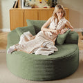 55''L Oversized Round Chaise Longue Chair Indoor Corduroy Sponge Single Sofa Oversized Round Chairs Modern Sleeper Chair for Living RoomProjection Room Wide Armrest Chairs Green