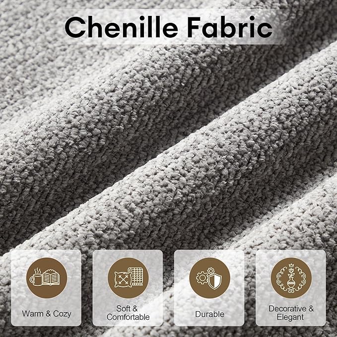 Modern Loveseat Sofa 68.5 inches Living Room Couch Light Gray Chenille Fabric 350 lbs Weight Capacity