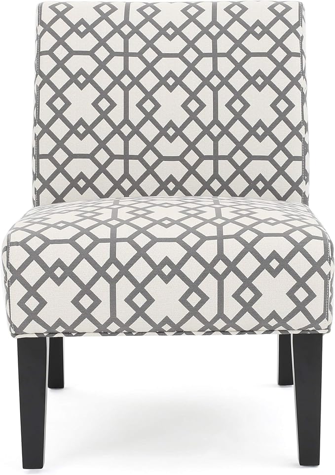Christopher Knight Home Kassi Fabric Accent Chair Grey Geometric Patterned