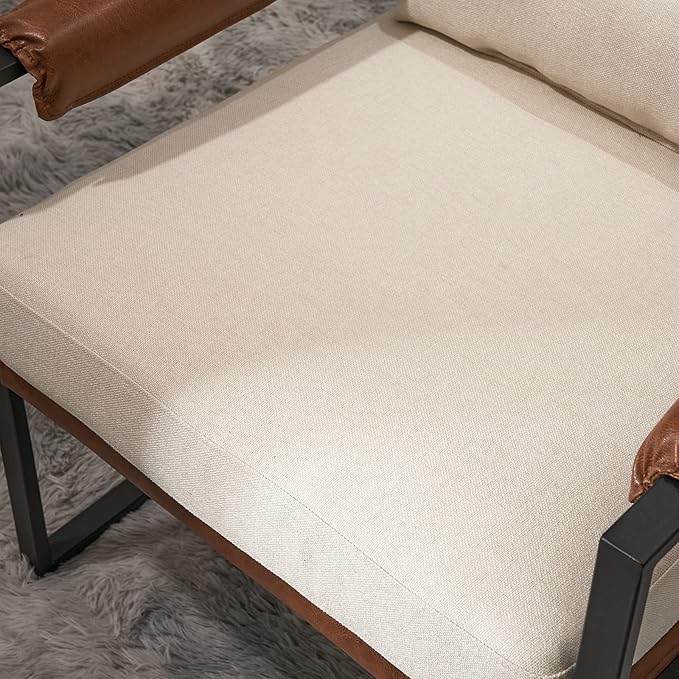 Accent Chair for Living Room Bedroom Reading Office Armchair Lounge ChairLiving Room Chair Reception Chairs Waiting Room Sofa Chair Side Chair with Arms for Home Conference Lobby Area - Beige