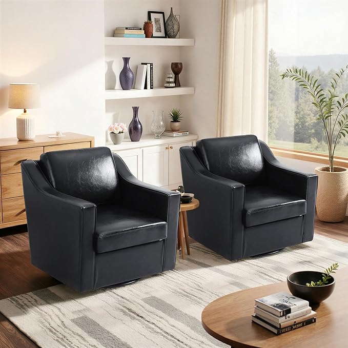 Swivel Accent Chair Modern Round Barrel Arm Chair for Living Room Bedroom Comfy Club Reading Chairs for Adults