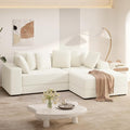 111'' Modern Sectional Cloud Sofa with Chaise Extra Large Sleeper Couches Corduroy with 8pcs Pillows for Living Room Bedroom