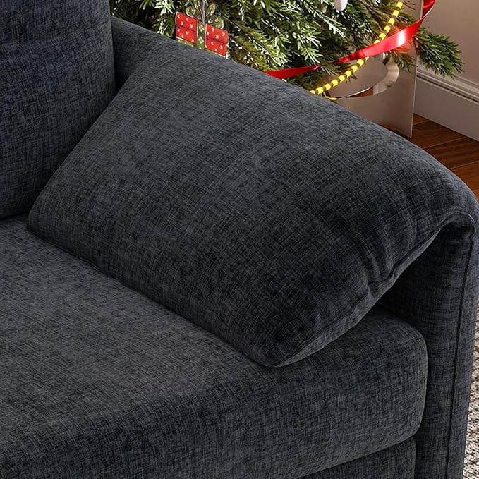 46 Oversized Accent Chairs Set of 2 with Padded Arms Comfy Chenille Fabric Living Room Bedroom Chairs Set of 2 Mid Century Modern Reading Chair with Pocket Spring Cushion (Dark Grey)