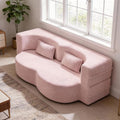 2 in 1 Convertible Compressed Sofa Bed 54'' Modern Boneless Loveseat Sleeper in a Box Floor Mattress Futon Couch No Assembly Needed Space Saving Light Pink 2 Pillows Full for Small Apartment
