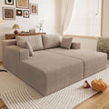 71Oversized Chaise Lounge ChairSectional Double Lounge Chaise with Pillows Upholstered Corduroy Boneless Lounge Chair Fluffy Modern Loveseat Sleeper Sofa for Living Room or Bedroom(Camel)