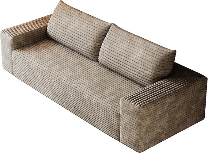 Ball &amp Cast 63 Loveseat Sofa with Deep SeatMemory Foam2 Seater Floor Couch with Corduroy FabricNo AssemblyCloud Sofas Couches for Small Spaces Living Room Bedroom ApartmentEasy to MoveCamel