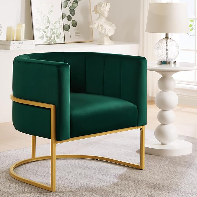 Velvet Lazy Chair Accent Reading Chair Cozy Lounge Chair with Armrest Leisure Mid-Century Modern Chair Armchair for Living Room Bedroom Dorm Jade