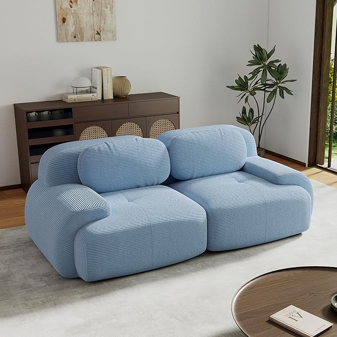 81.8” Cloud Boneless Loveseat Sofa Corduroy Modular Sectional Sofa Comfy 2 Seater Small Couch for Small Space Deep Seat Modern Upholstered Couches for Living Room No Assembly Required
