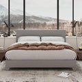 Allewie Queen Bed Frame with Upholstered Adjustable Headboard Platform Bed with Wood Slats Heavy Duty Mattress Foundation No Box Spring Needed Easy Assembly Light Grey