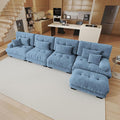 173.2 Oversized Modular Sectional Sofa 4 Seater Blue Large Sectional Couches for Living Room Chenille Fabric Sofa Set Cloud Couches with Ottoman Deep Seat Modern Sofas para Sala L Shaped