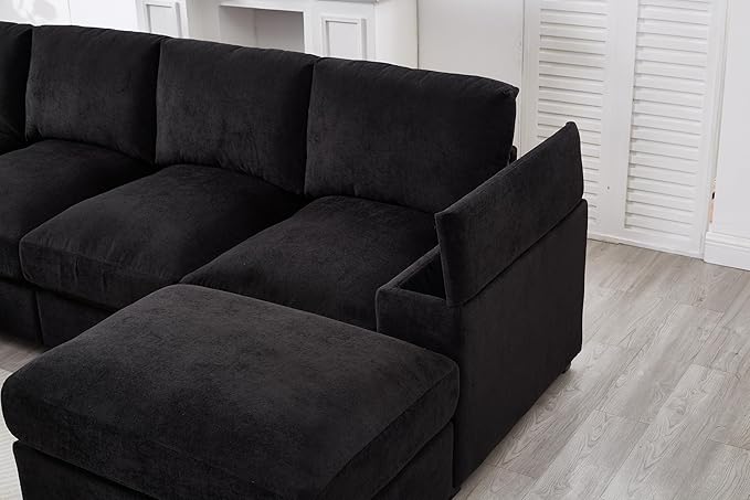 122 Oversized Modular Sectional Sofa Cloud Couch with 2 Ottomans Comfy Corduroy Upholstered Deep Seat Large U Shaped Lounge Sofa&ampCouches with Hidden Arm Storage Box