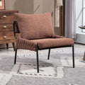 Modern Accent Lounge Chair with Braided Upholstery and Metal e Comfortable Armchair for Living Room or Bedroom Soft Cushioned Seat and Backrest Set of 1 (Brown)