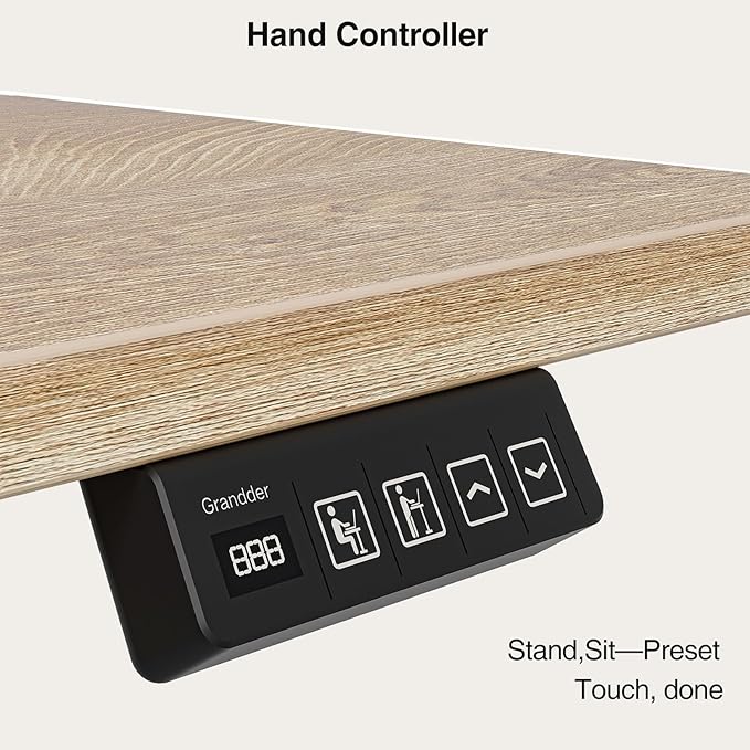 Grandder 47 Inch Electric Standing Desk with Four Drawers Sit to Stand Up Height Adjustable Desk with Storage Shelf for Home Office Study Ergonomic Adjustable Computer Desk Oak