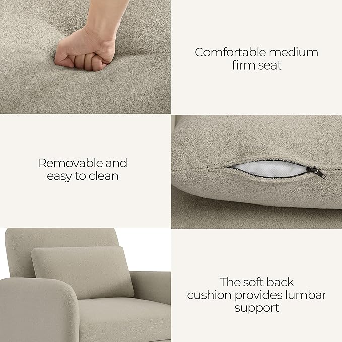 CHITA Sleeper Chair 3-in-1 Pull Out Convertible Single Sofa Bed with Adjustable Backrest Chenille Chaise Lounge Chair for Living Room Bedroom &amp Apartment Stone