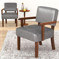 Accent Chair PU Leather Oversized Living Room Chairs with Soft Seat and Armrests Armchair for Bedroom Dinning Reading and Waiting Rooms (Leather Gray)