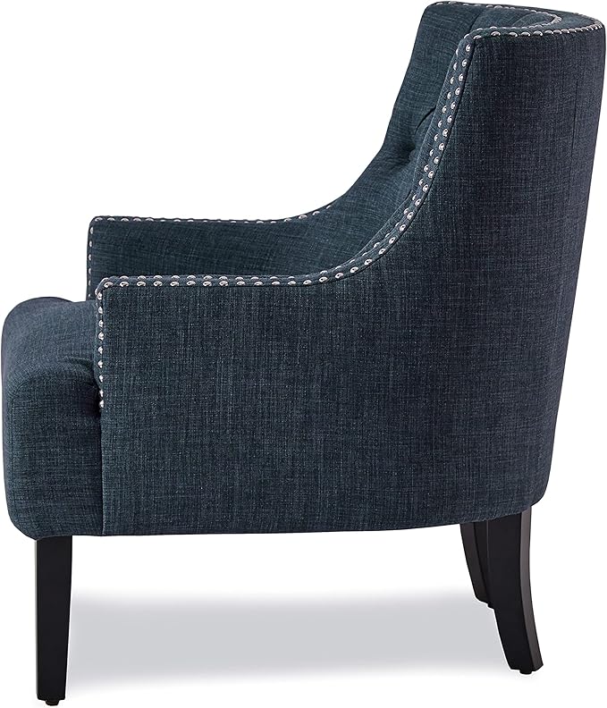 Lexicon Accent Chair Reading Chair Comfy Chair for Bedroom Upholstered Armchair with Solid Wood Frame Tufted Cushion Nail Head Trim Single Sofa Chair for Living Room Office Indigo Chenille