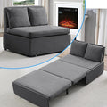Mjkone 43 W Twin Size Pull Out Sofa Bed Chair 2-in-1 Modern Pull Out Linen Futon Sleeper Sofa Couch Revesible Couch Bed with Throw Pillows for Small Place Apartment Living Room Office (Dark Gray)