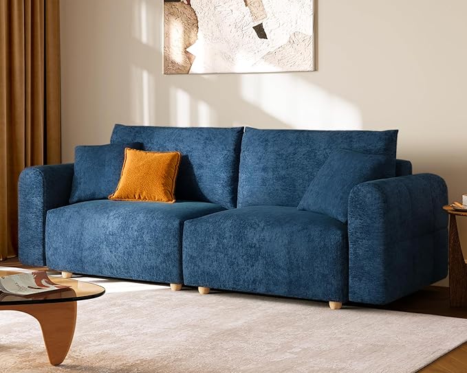 LINSY HOME Modular Sectional Cloud Couch 91 Ultra Soft Loveseat with Large Seat and Wide Armrest 2 Seater Comfy Sofa Couch for Apartment Bedroom Dorm Room Blue