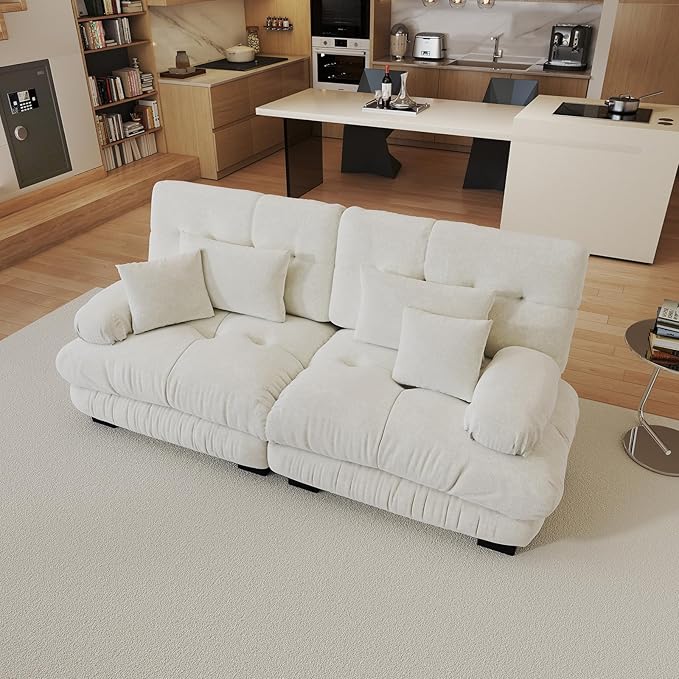 94.4.4 Oversized Modular Sectional Sofa White Large Sectional Couches for Living Room Chenille Fabric Sofa Set Cloud Love Seat Couches Deep Seat Modern Sofas para Sala
